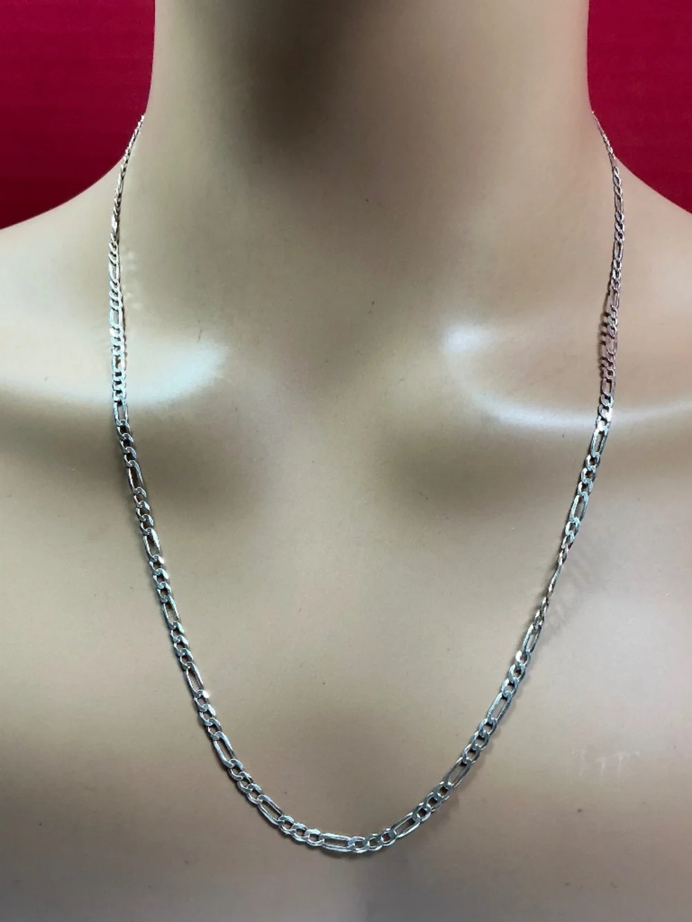 Sterling Silver Figaro Chain / Necklace.  22 inches long